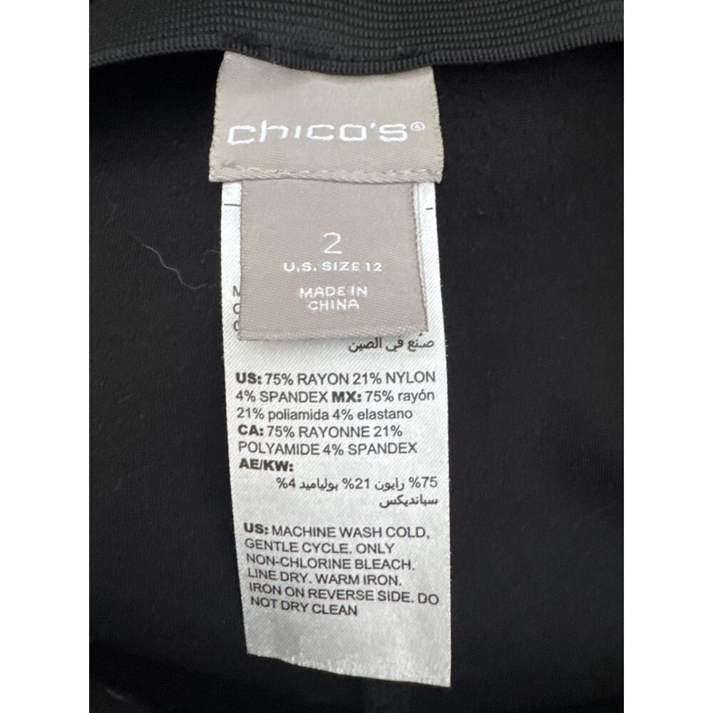 Chico’s Size 2, 12 Black with Silver Polkadots Leggings in EUC - Picture 3 of 5
